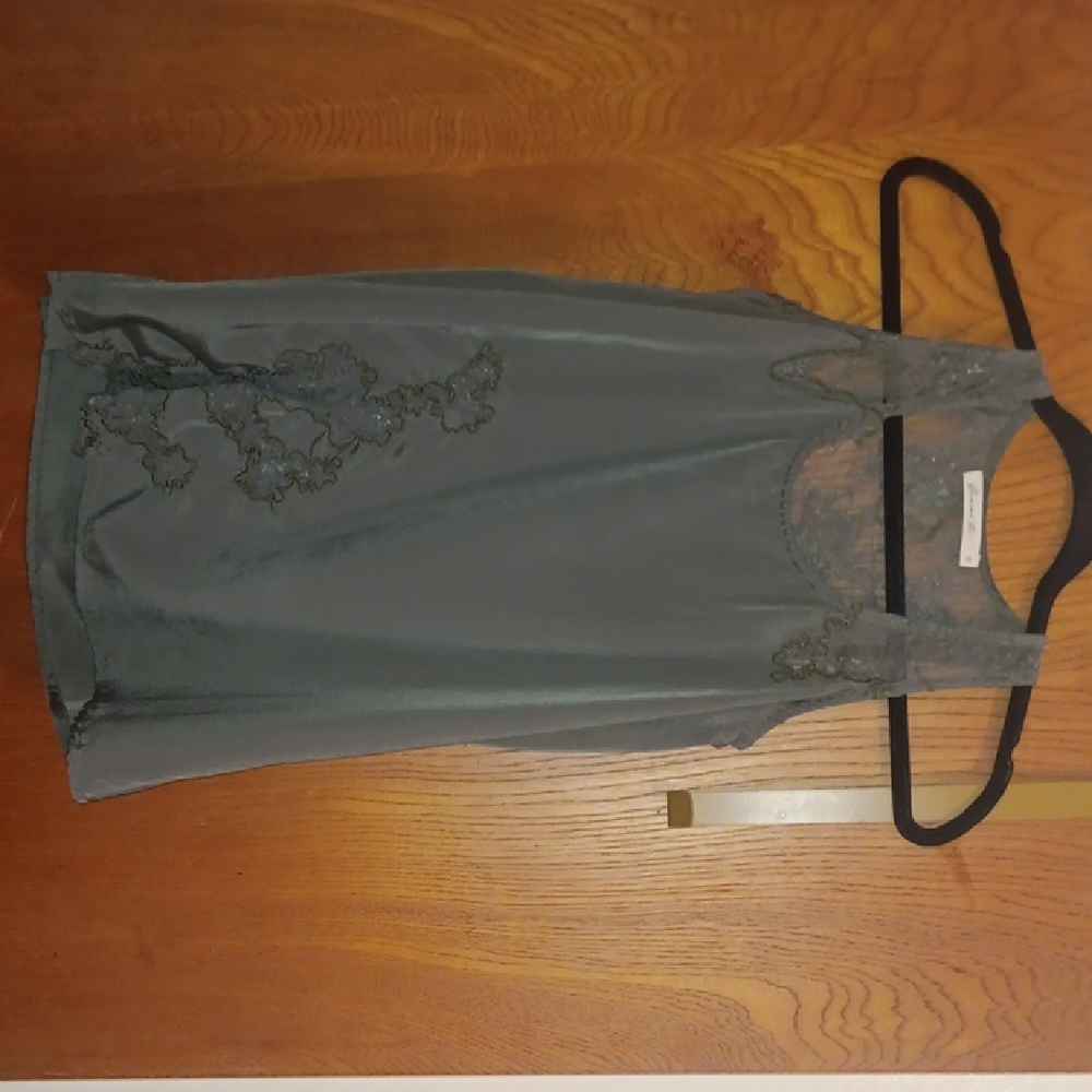 Gray Sleeveless Top with Lace Detail